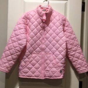 BENETTON youth zip up quilted puffer lightweight band collar jacket size XL girl